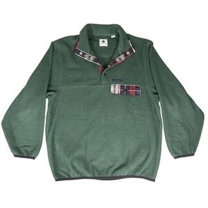 Southern Proper‎ Mens Green Plaid Trim Quarter Snap Fleece Pullover Small